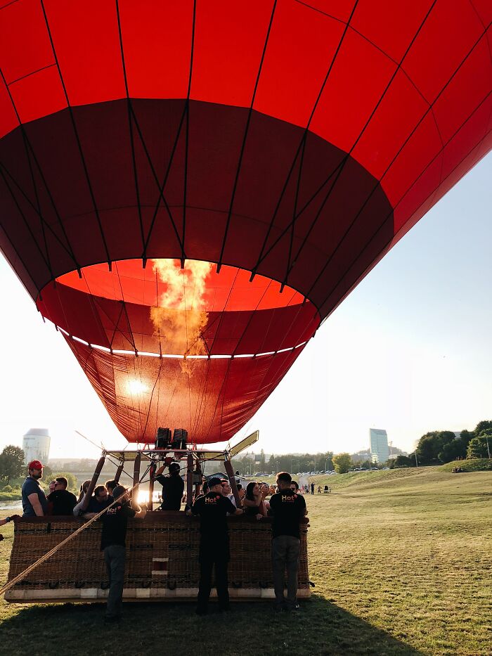 Hot Air Balloon Taking Of The Ground 