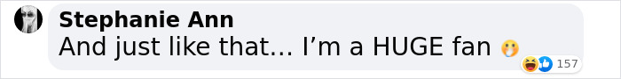 Comment by Stephanie Ann expressing fandom with emoji reactions.