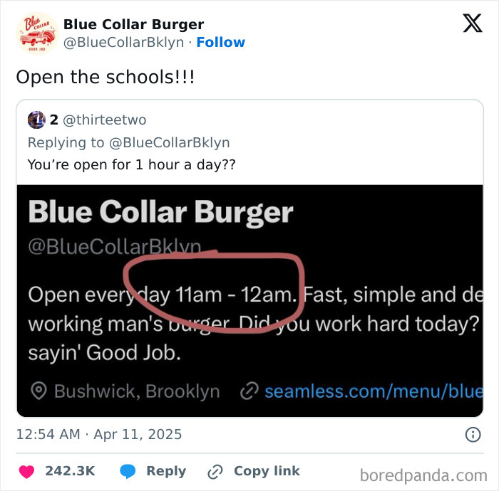 Twitter post showing a humorous comment about schools being open related to bacteria don’t exist meme.