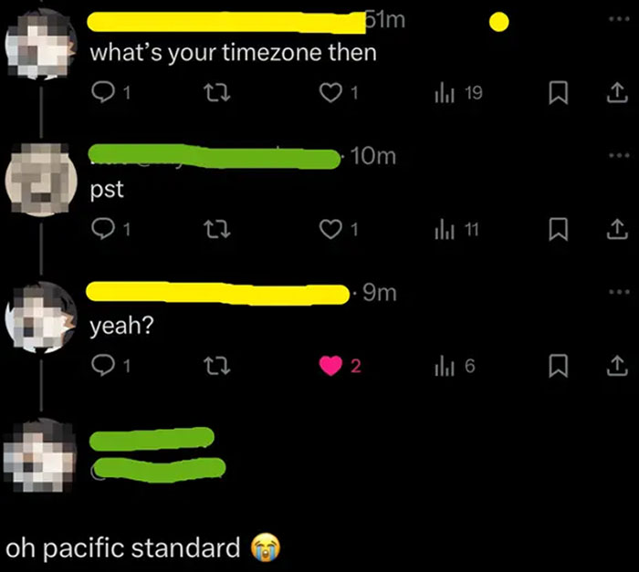 Screenshot of a social media conversation showing confusion, illustrating moments when people's brains gave up on thinking.