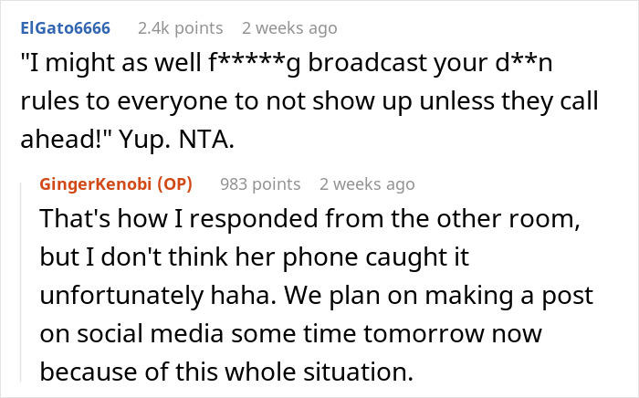 Reddit discussion about a couple's reaction to in-laws' surprise visit during babies' nap, highlighting disrespect concerns.