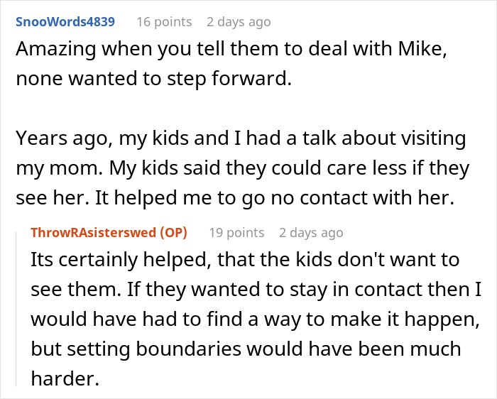 Screenshot of online discussion about a couple going ballistic as daughter refuses to invite bully bro to wedding and kicks them out.