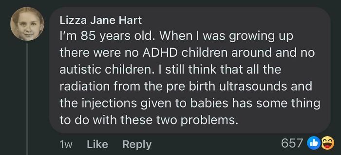 Screenshot of a social media comment doubting ADHD and autism existence, related to bacteria don’t exist misunderstanding.