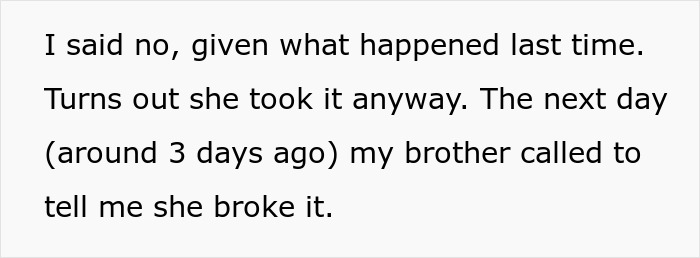 Text excerpt discussing an aunt banning her iPad-stealing niece, causing family conflict over the decision.