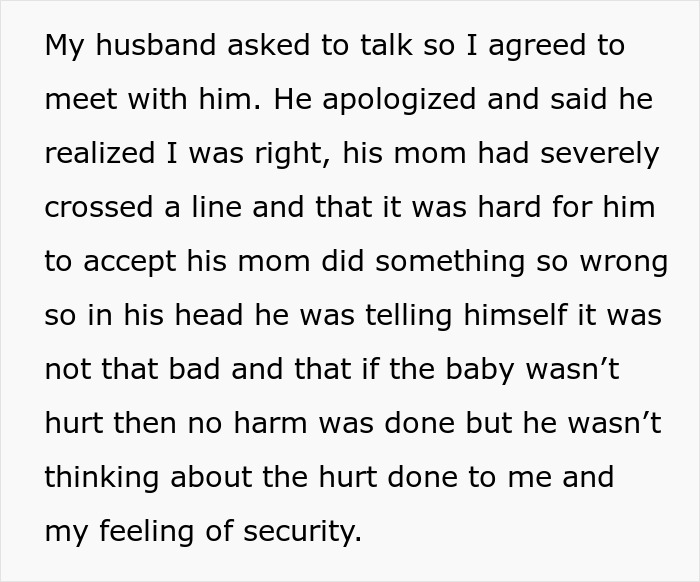 Mother-in-law steals baby in the middle of the night, causing conflict and security concerns for the parents.