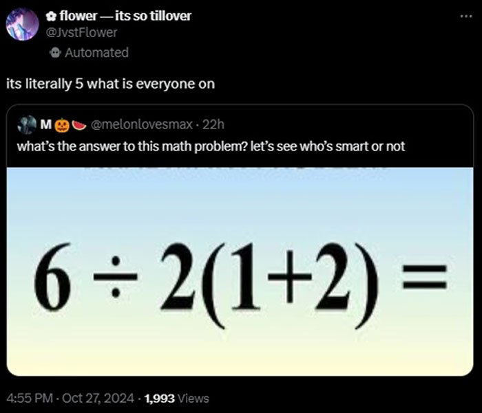 Tweet showing a math problem challenge with many people confused, illustrating how bacteria don’t exist misconception.