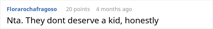 Screenshot of online comment saying a couple becomes the bad guys after reporting parents to CPS for starving their child.