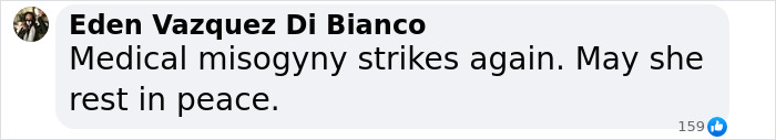 Comment by Eden Vazquez Di Bianco expressing grief over the death of 25-year-old pro boxer Georgia O’Connor.