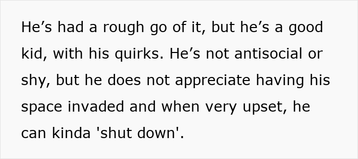 Text excerpt discussing a child's need for personal space and boundaries during a sleepover situation.